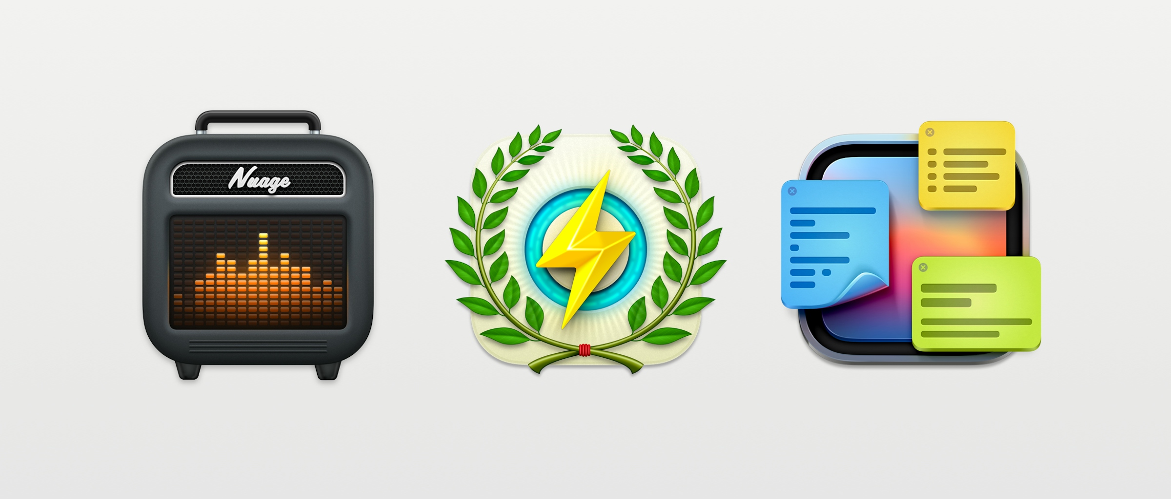 Header image featuring three icons designed by Yannick Lung.