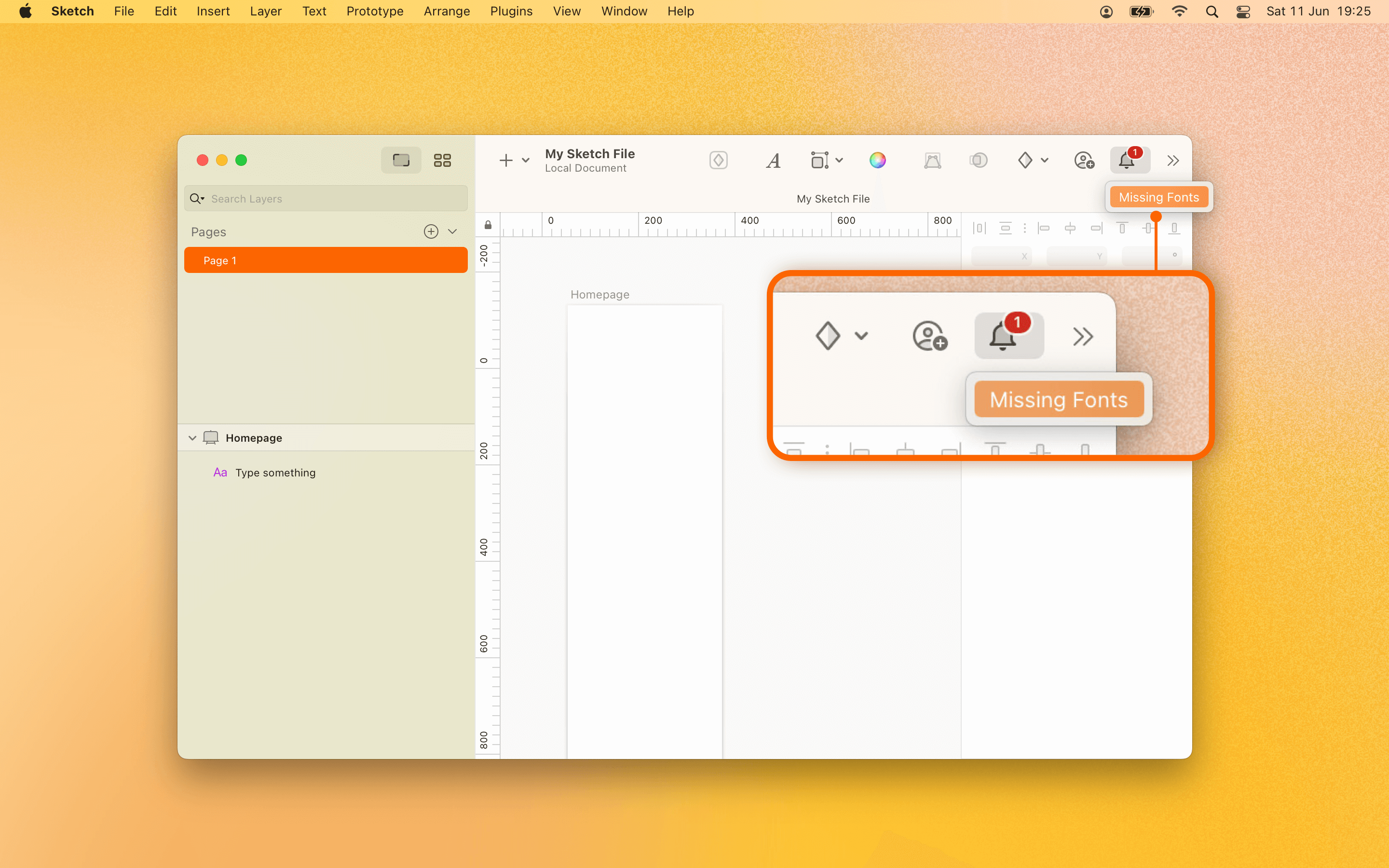 Missing font notification in the Mac app